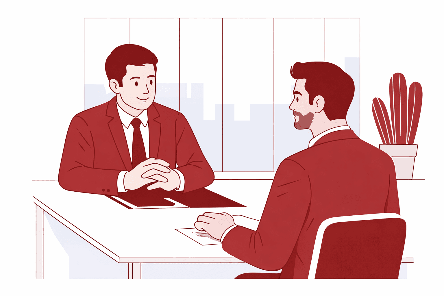 Two people in a job interview